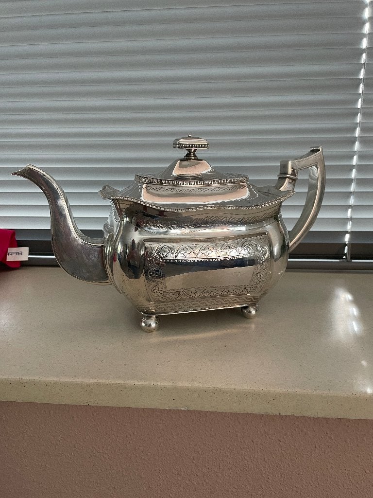 Tk, onze grote en zeer luxe, antiek zilveren thee/koffie pot, Ophalen of Verzenden, Zilver