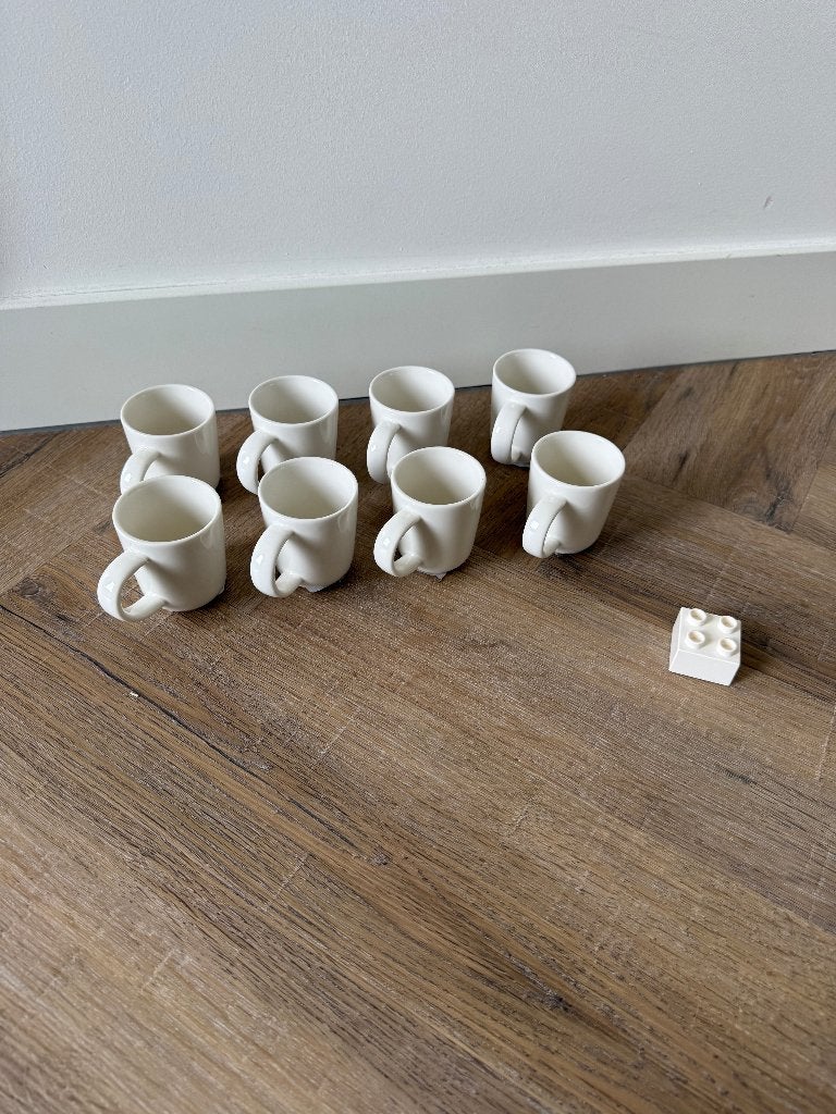 Nieuw 8x wit Hema Chicago espresso kopje set bekers kop new, Hema, Nieuw, Ophalen of Verzenden, Overige stijlen