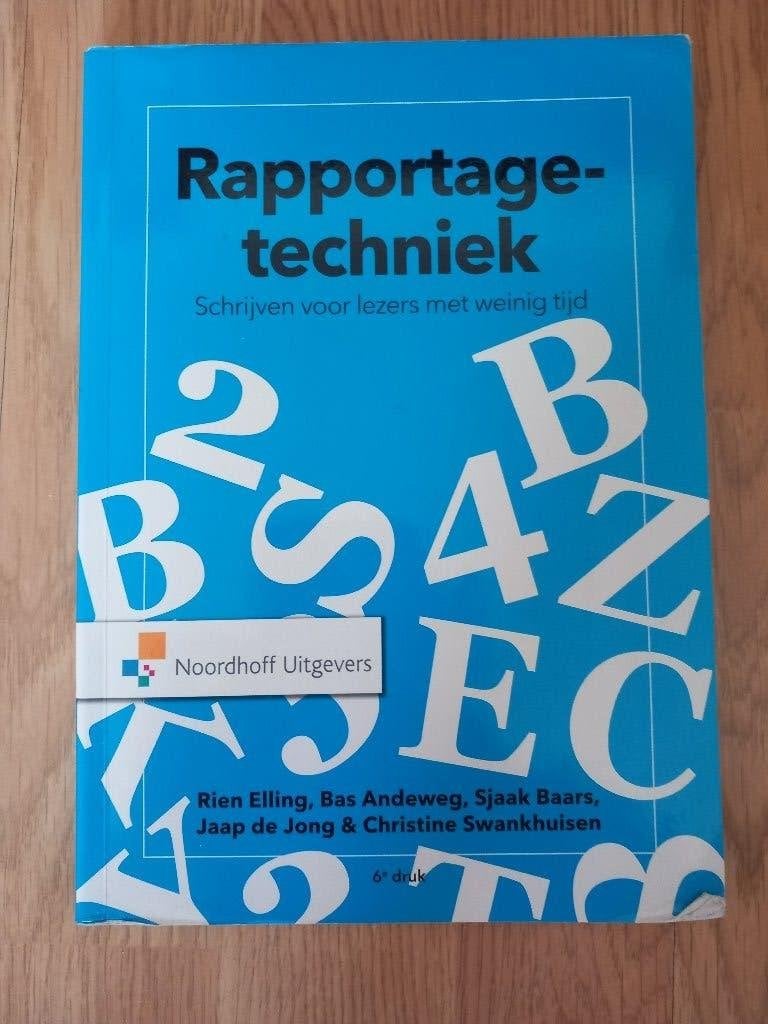 Rapportagetechniek Studieboek, Zo goed als nieuw, Rien Elling, Bas Andeweg, Jaap de Jong, Christine Swankhuisen, Beta, HBO