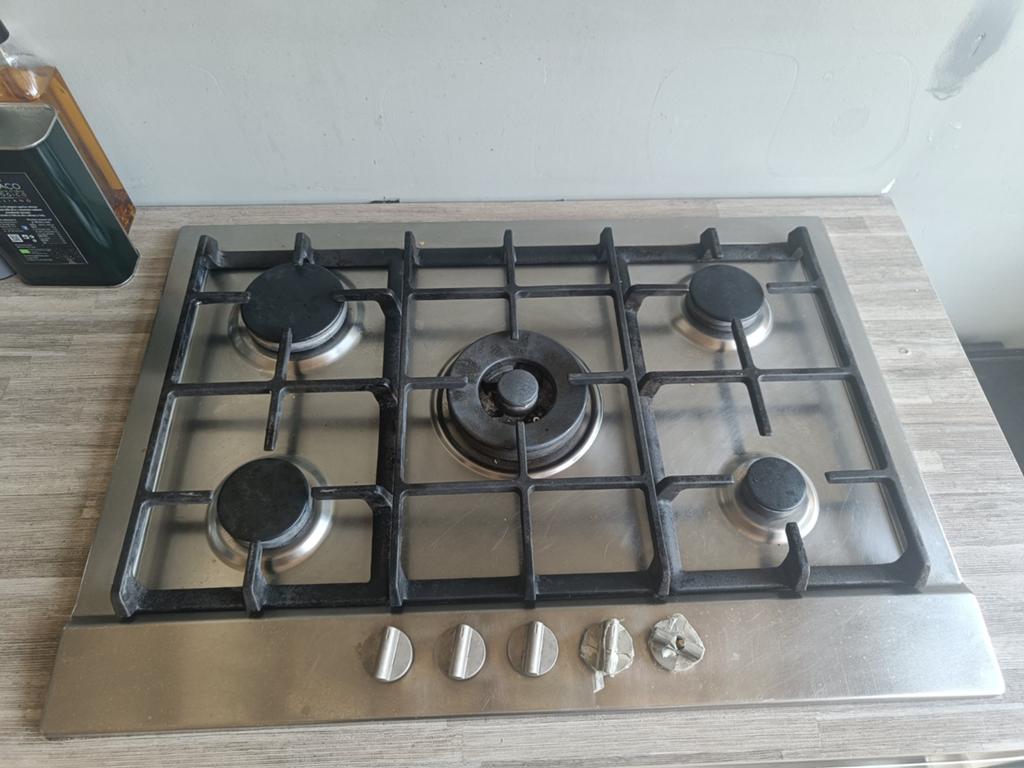 5-pits gasfornuis met wokbrander - knoppen te vervangen, Witgoed en Apparatuur, Ophalen, Gebruikt, Inbouw, Gas