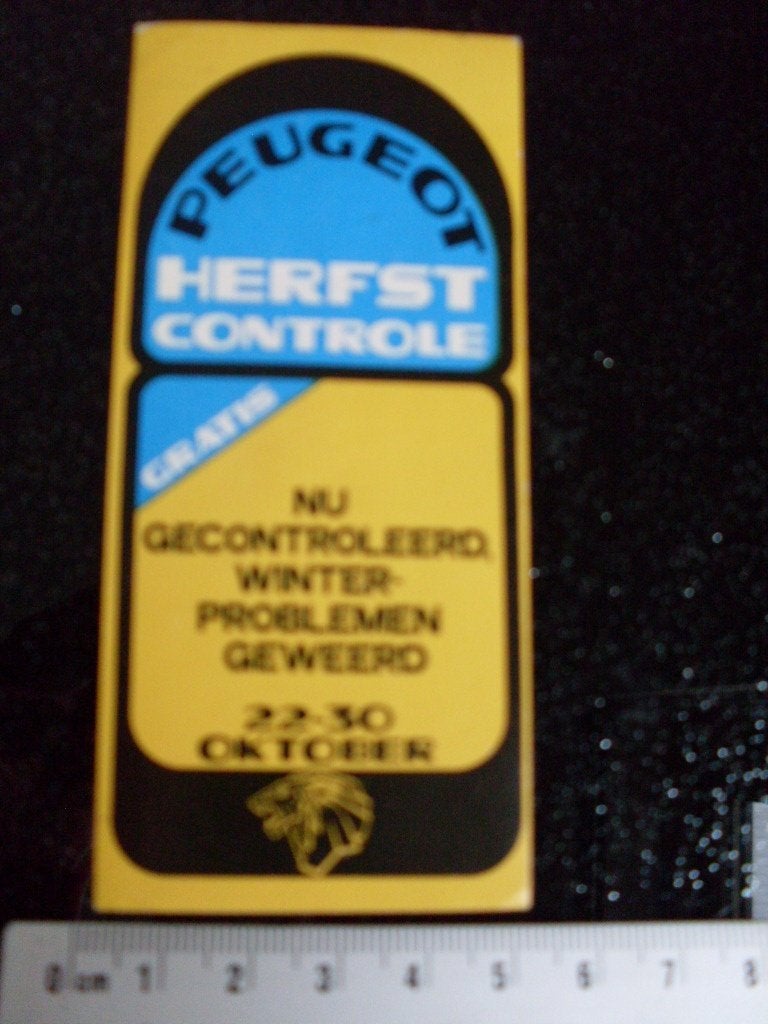 sticker peugeot herfst controle gecontroleerd winter geweerd, Verzenden, Zo goed als nieuw, Auto of Motor