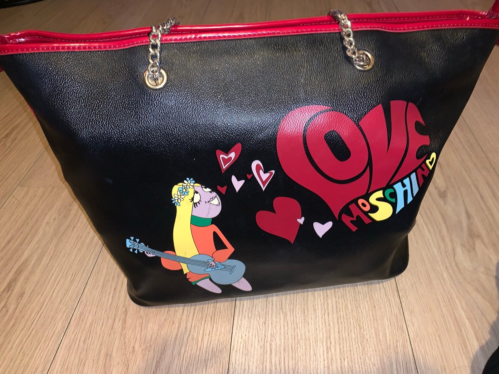 Love Moschino Shopper Tas Zwart met Rode Details, Sieraden, Tassen en Uiterlijk, Tassen | Damestassen, Ophalen of Verzenden, Zo goed als nieuw