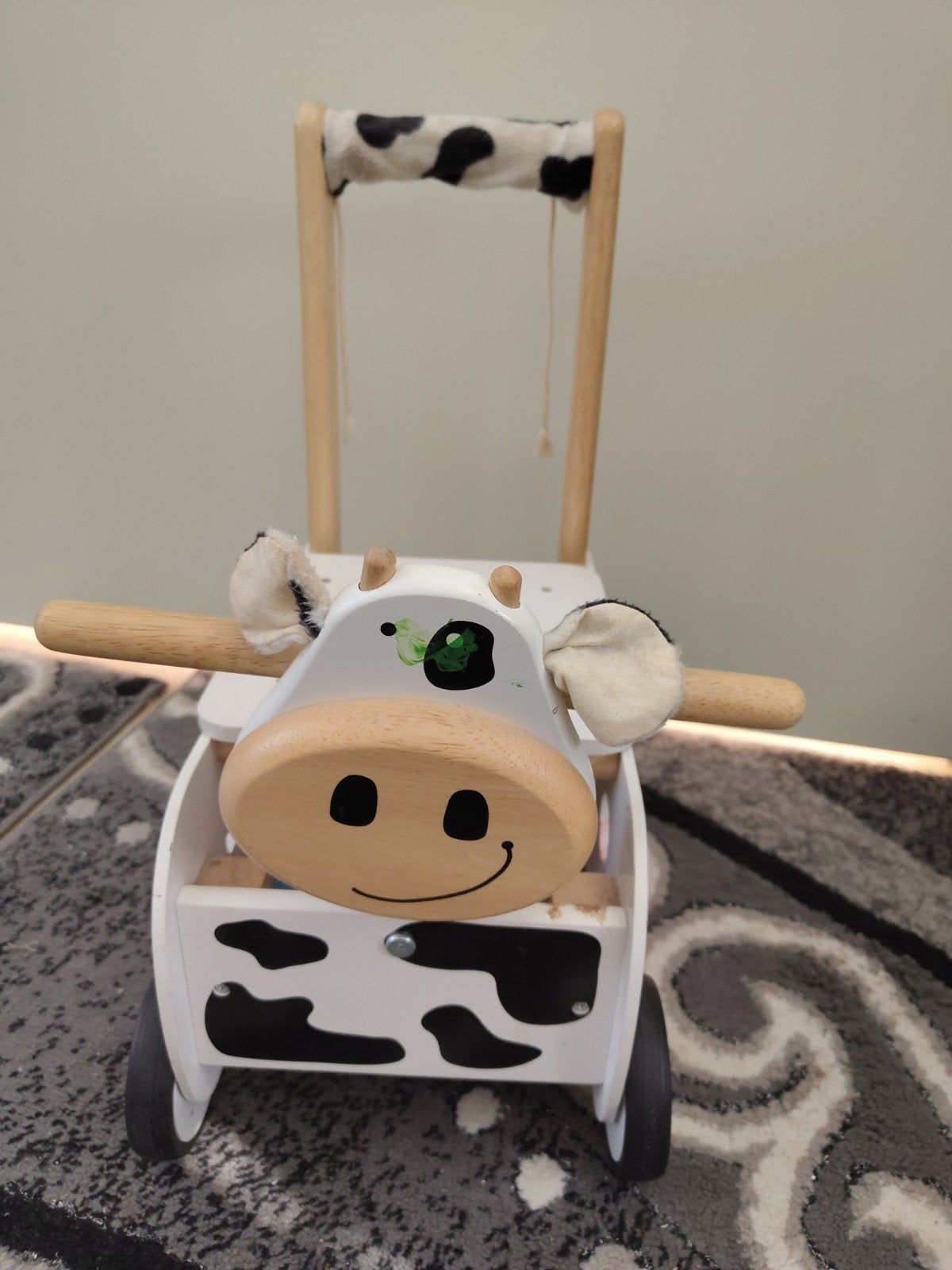 Houten loopwagen koe met trekfiguur, Ophalen, Gebruikt, Duw- of Trekspeelgoed