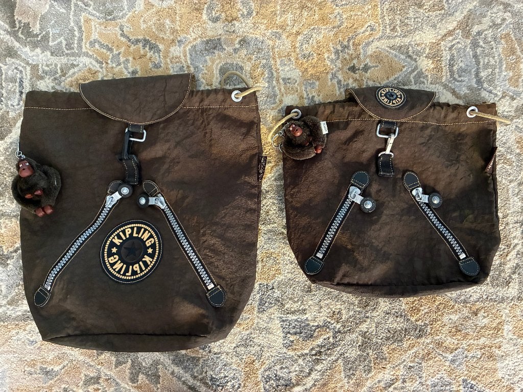 KIPLING set 2 rugtassen, vintage, Ophalen of Verzenden, Zo goed als nieuw, Bruin, Overige typen
