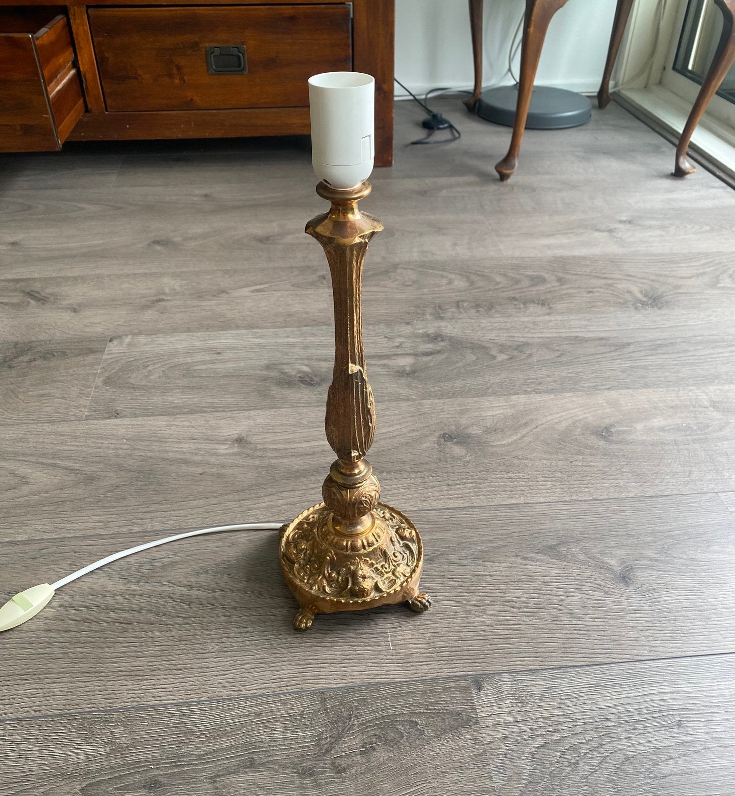 Art nouveau Klassieke Antieke Messing Tafellamp, Huis en Inrichting, Ophalen, Zo goed als nieuw, Vintage