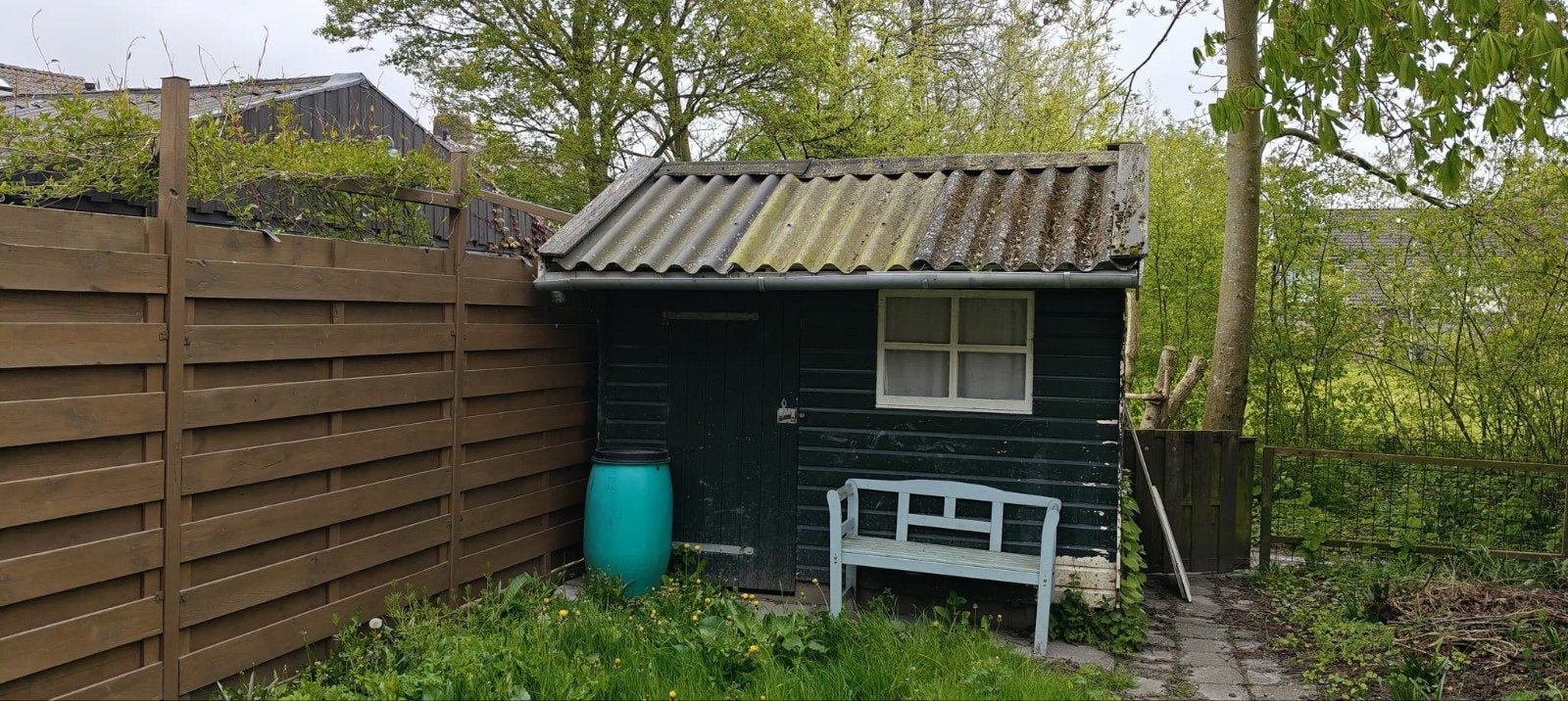Houten Tuinhuisje met Golfplaten Dak en Raam, Tuin en Terras, Tuinhuizen, Gebruikt, Tuinhuis, Minder dan 200 cm, 1 raam