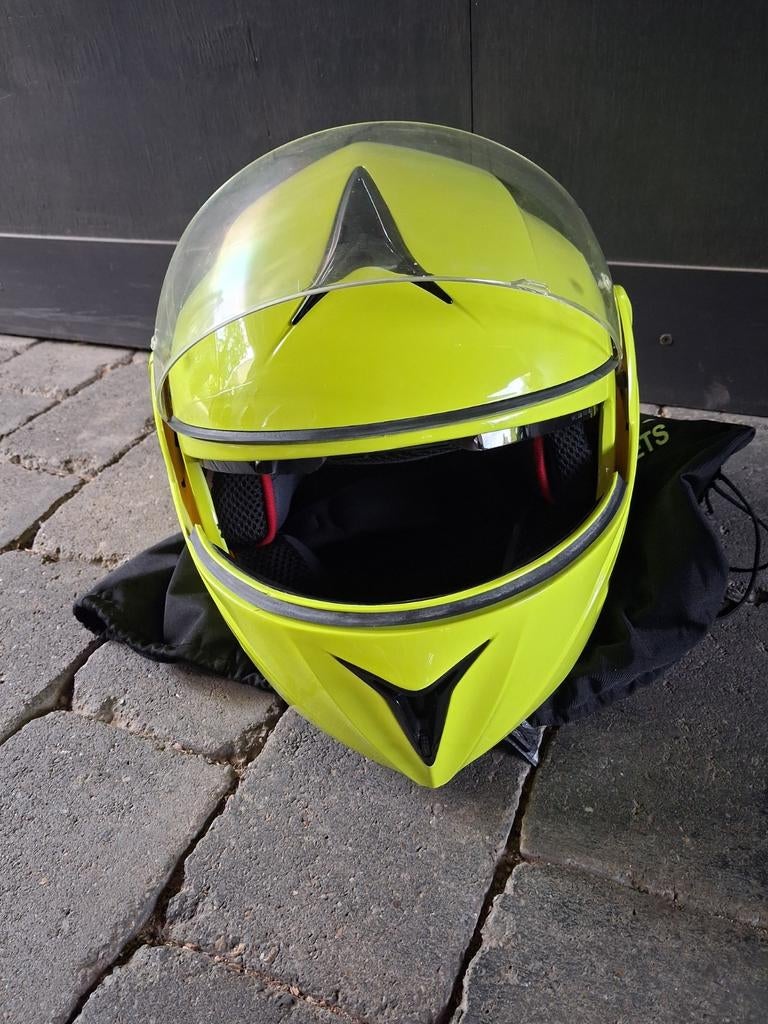 VinZ Systeemhelm Neon Geel - Maat S, Motoren, Overige merken, Systeemhelm, Ophalen of Verzenden, S