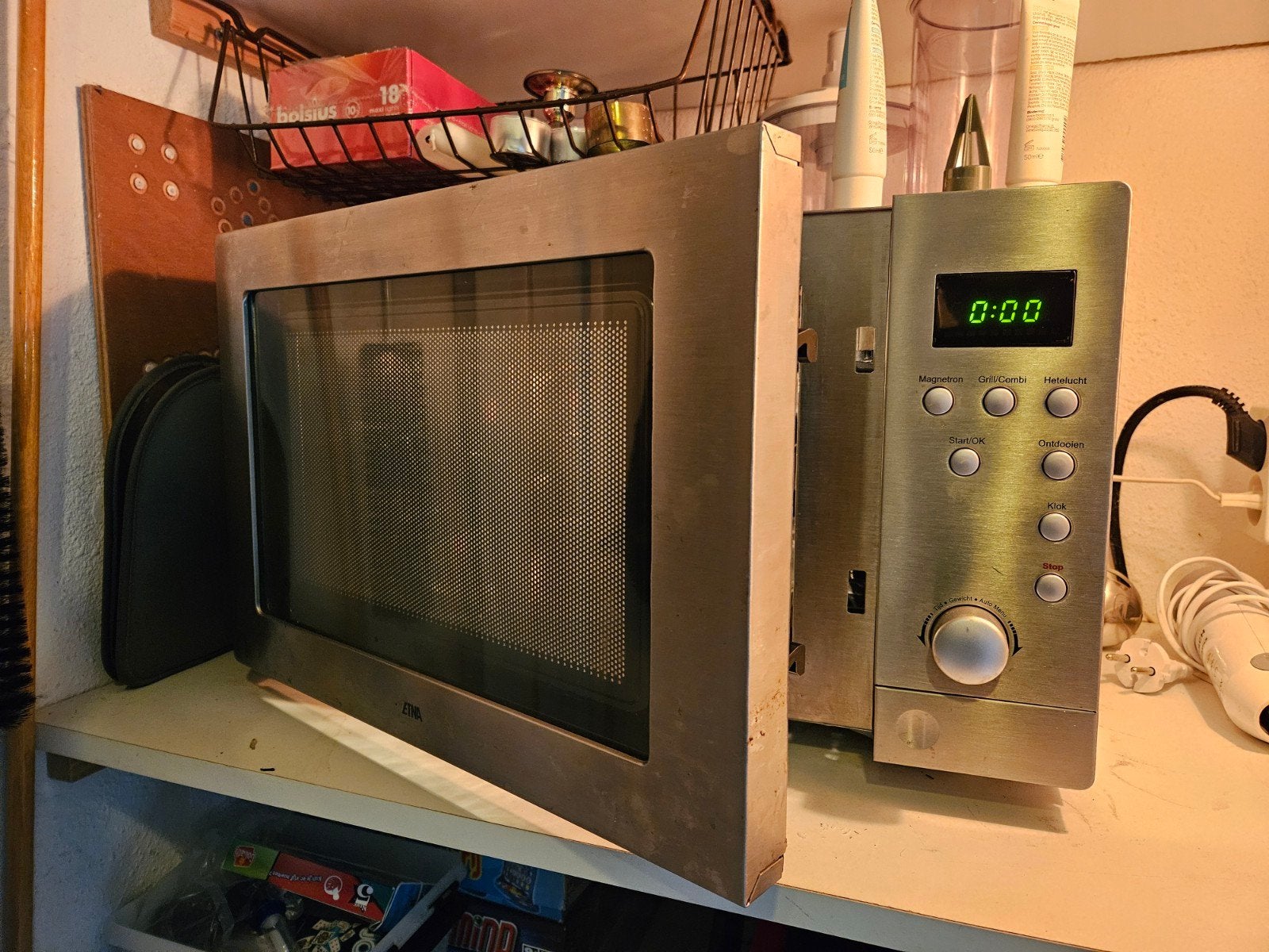 Etna Combimagnetron ECM243RVS/E01 - RVS, Witgoed en Apparatuur, Magnetrons, Ophalen, Gebruikt, Hete lucht