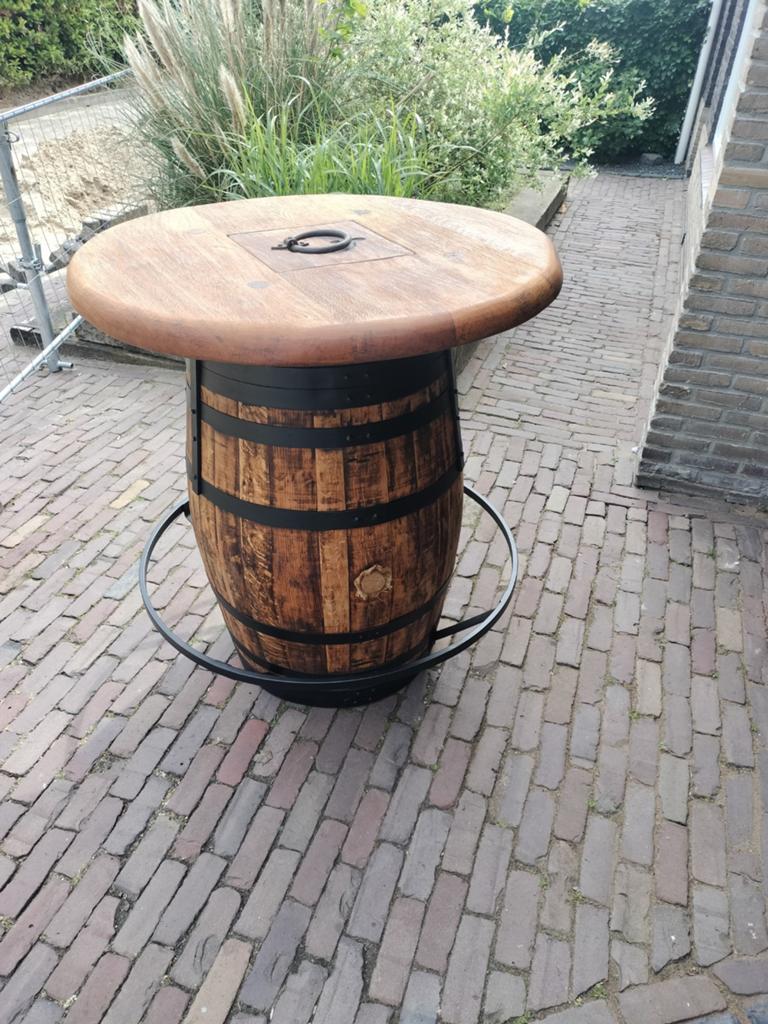 Wijnvat wijnbar regenton mancave hangtafel statafel stamtafe, Ophalen, Gebruikt