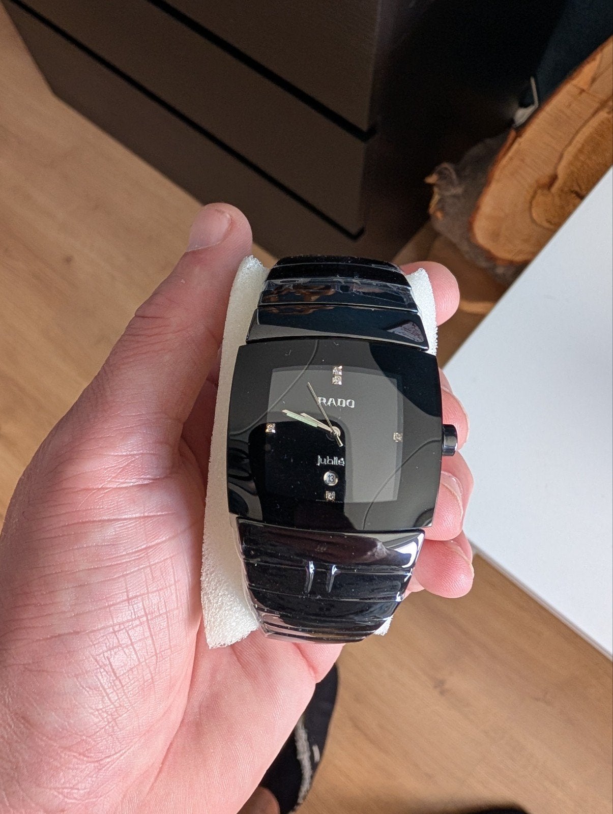 Zwart Keramisch Quartz Horloge 35 mm – Nieuw met Beschermfol, Ophalen of Verzenden, Nieuw, Overige merken