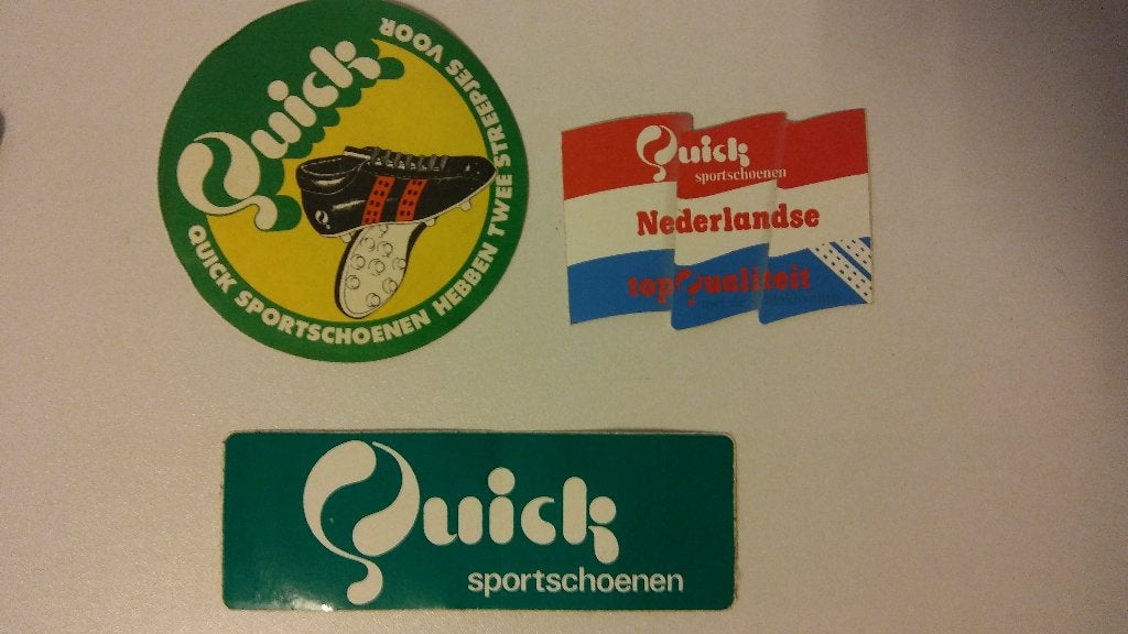 Quick sportschoenen schoenen reclame stickers voetbal logo, Verzenden, Zo goed als nieuw, Overige typen