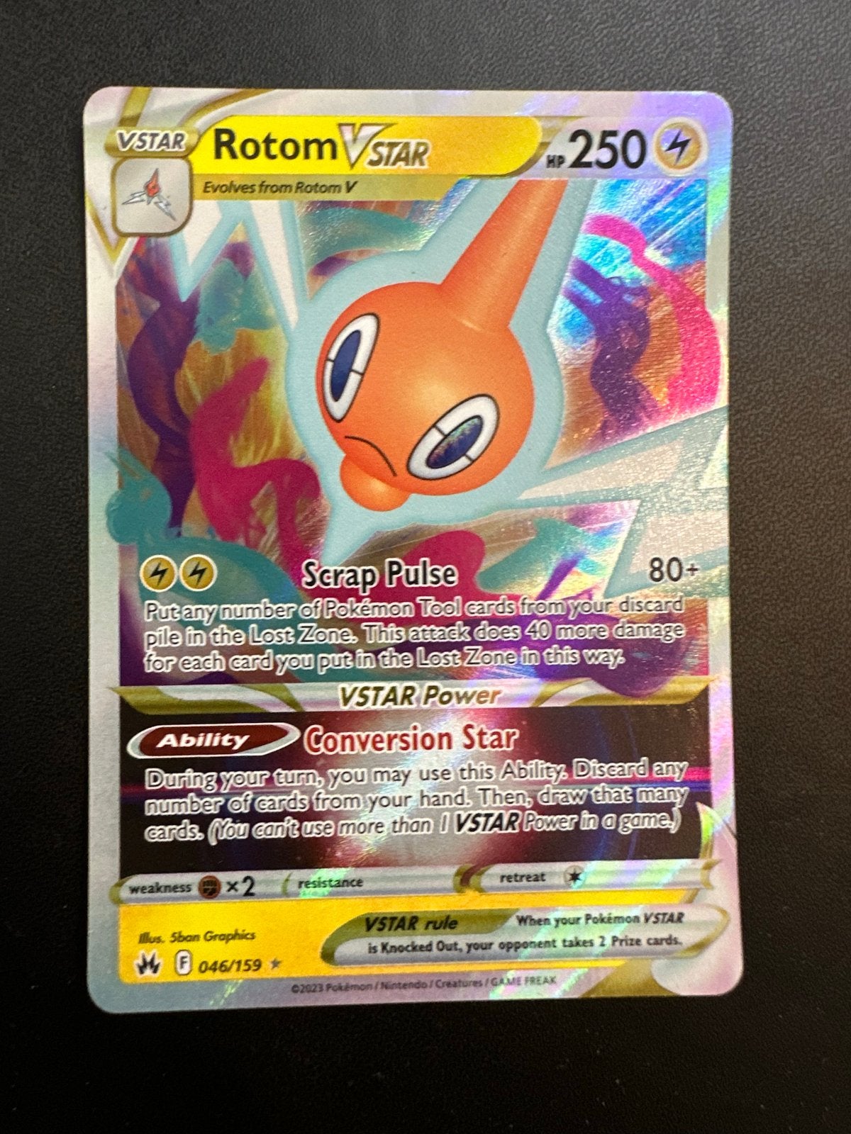 Rotom VSTAR 046/159 Hyper Rare, Ophalen of Verzenden, Zo goed als nieuw, Losse kaart