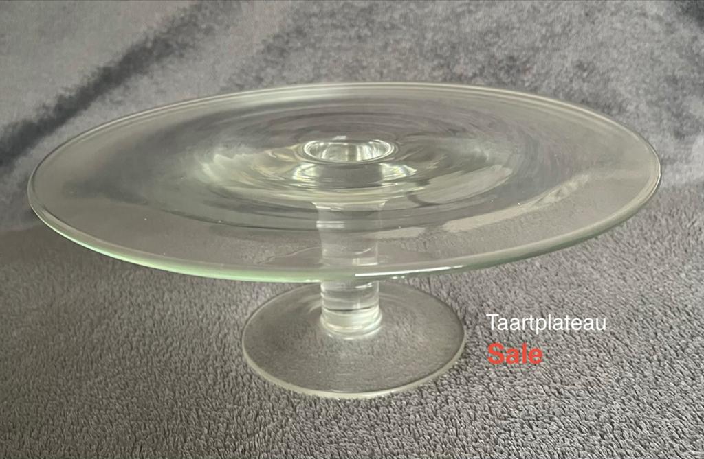 Glazen taartplateau, Ophalen, Zo goed als nieuw, Wit, Glas