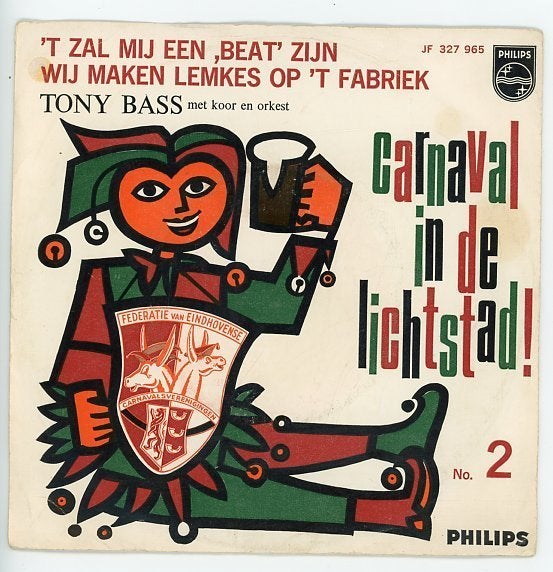 Single Carnaval in de Lichtstad 2 van Tony Bass uit 1966 ***, Cd's en Dvd's, Gebruikt, 7 inch, Ophalen of Verzenden, Levenslied of Smartlap