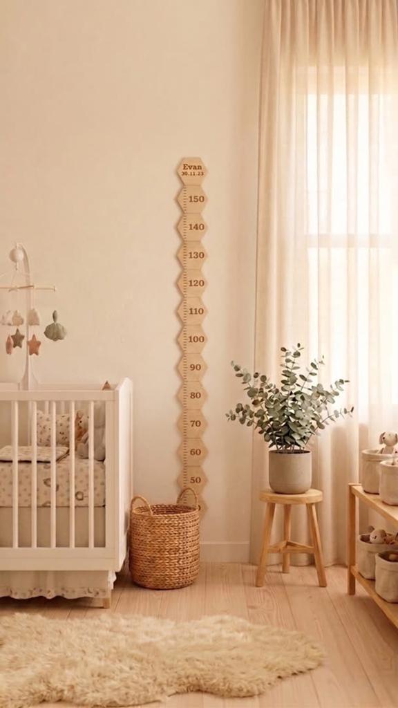 Groeimeter Hout Hexagon - Gepersonaliseerd met Naam & Datum, Kinderen en Baby's, Kinderspulletjes, Nieuw, Ophalen of Verzenden