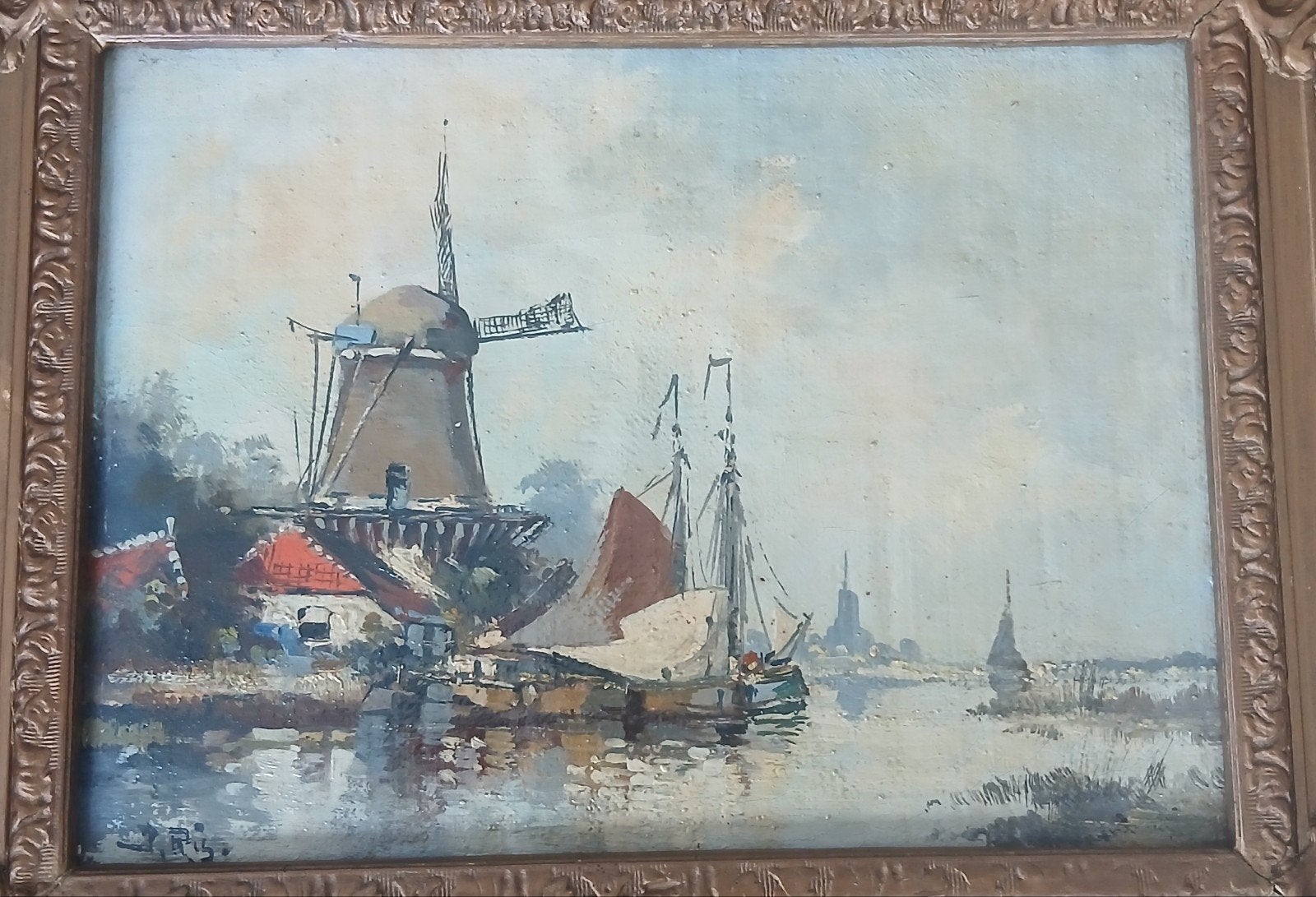 2 oude schilderijen Johannes Ris 1826-1902, Antiek en Kunst, Kunst | Schilderijen | Klassiek, Ophalen of Verzenden