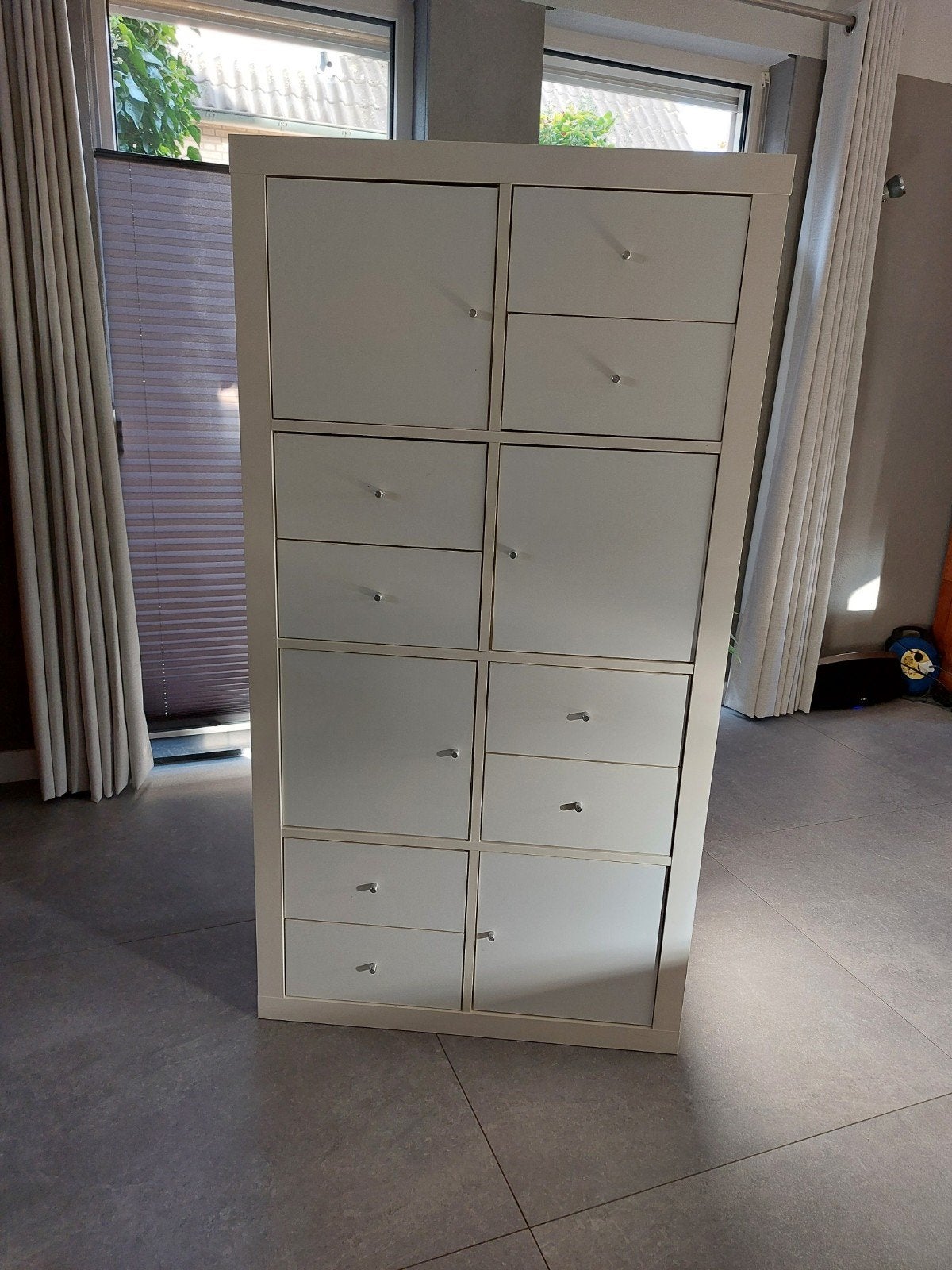 Witte Kast met Lades en Deuren - IKEA KALLAX  stijl, Ophalen, 25 tot 50 cm, 100 tot 150 cm