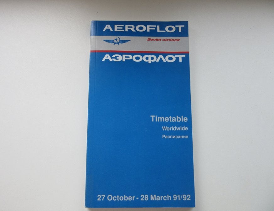 Aeroflot timetable oct - march 1991/1992, Verzenden, Zo goed als nieuw, Overige typen