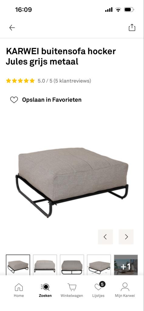 Tuinbank/stoel met hocker - Gebruikt met vlekken/brandgat, Ophalen, Gebruikt, Overige materialen
