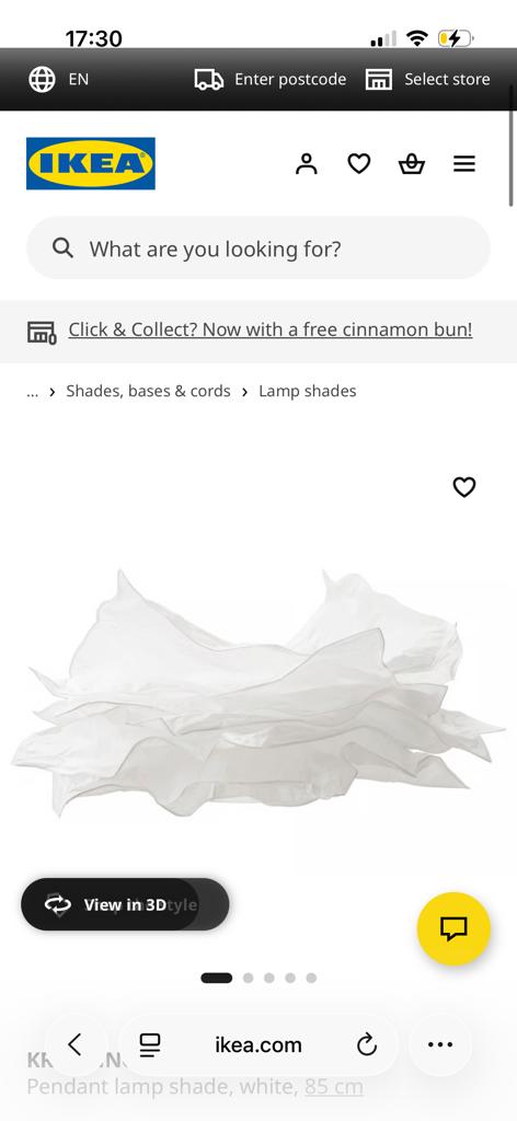 IKEA KNAPPA Hanglampenkap Wit - 85 cm, Ophalen, Wit, Nieuw, 50 cm of meer