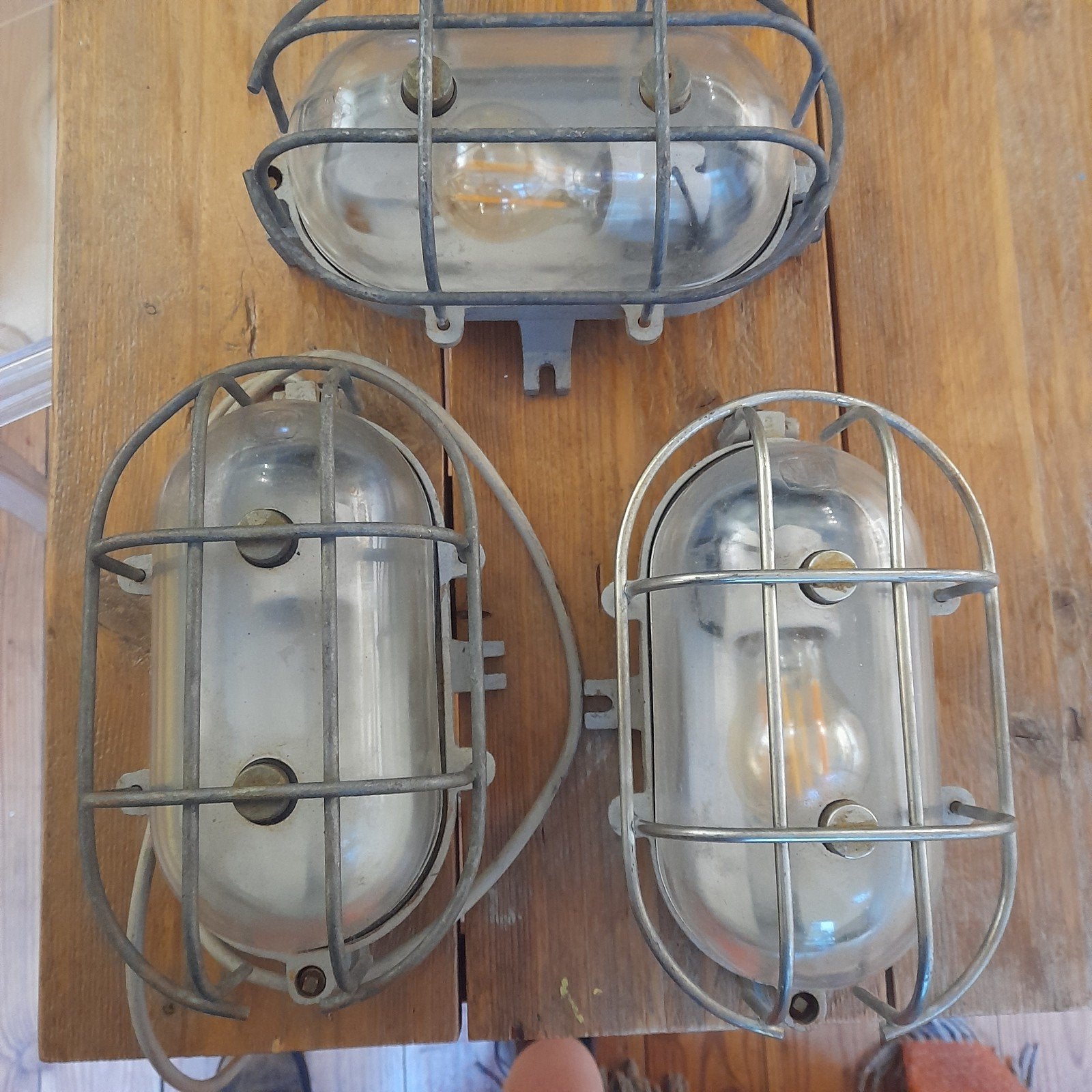 3 vintage zware kwaliteit kooilampen duikbootlampen, Ophalen of Verzenden