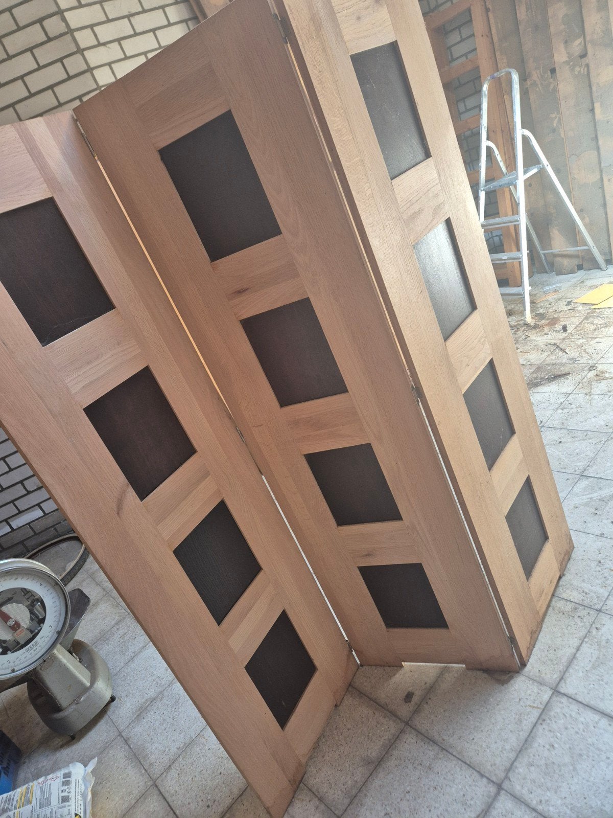 Houten vouwdeuren met glaspanelen, Ophalen, Gebruikt, 80 tot 100 cm, Binnendeur