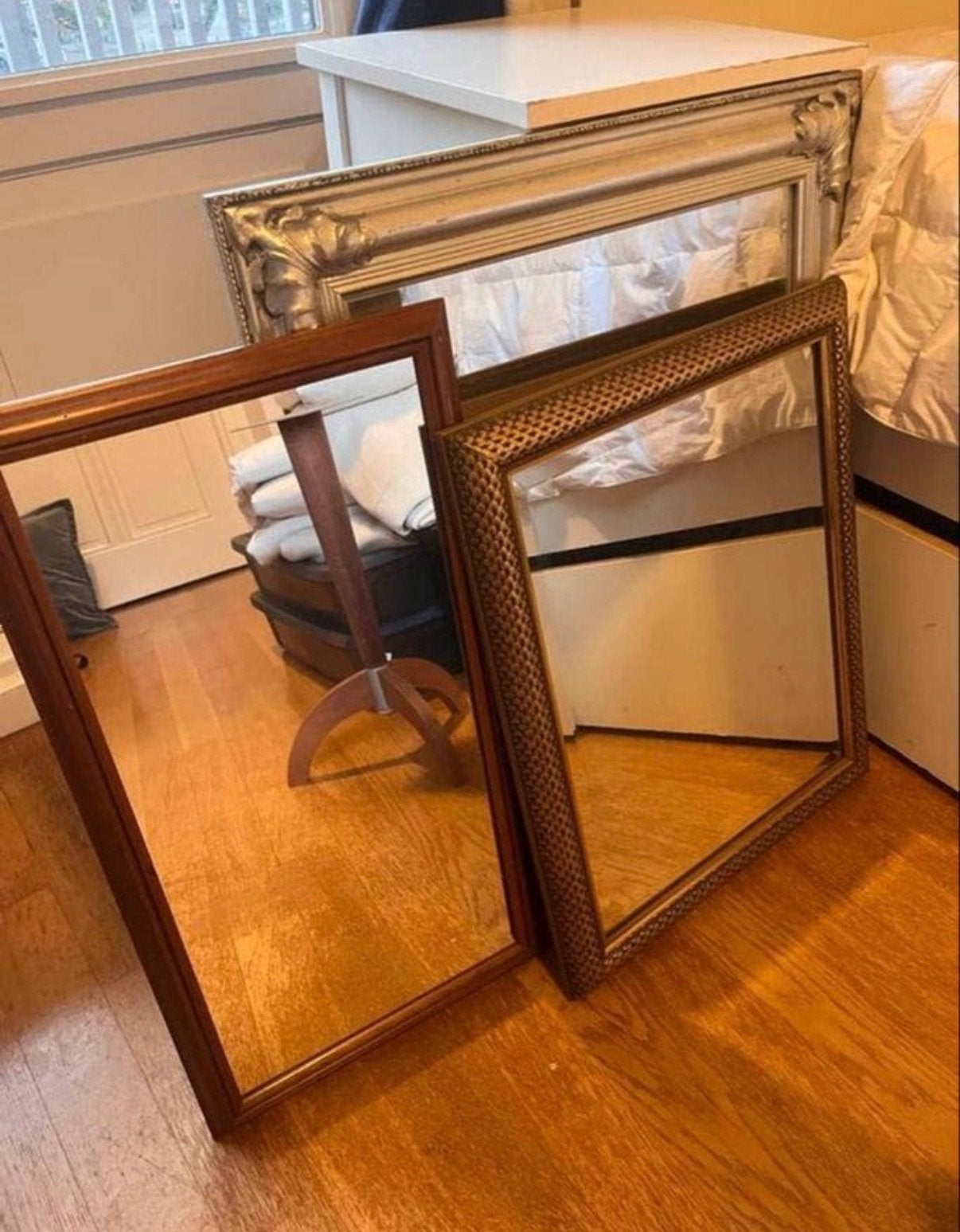 Set van 3 Spiegels: Decoratief en Functioneel, Huis en Inrichting, Woonaccessoires | Spiegels, Ophalen, Gebruikt, 100 tot 150 cm