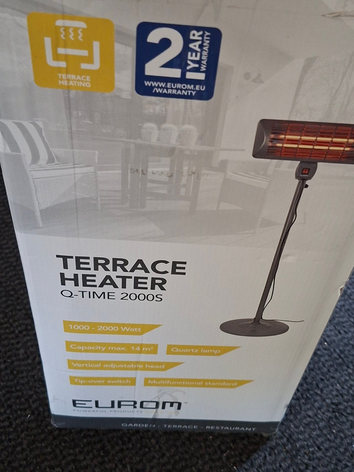 Eurom Q-Time 2000S Terrasverwarmer - 2000W, Ophalen