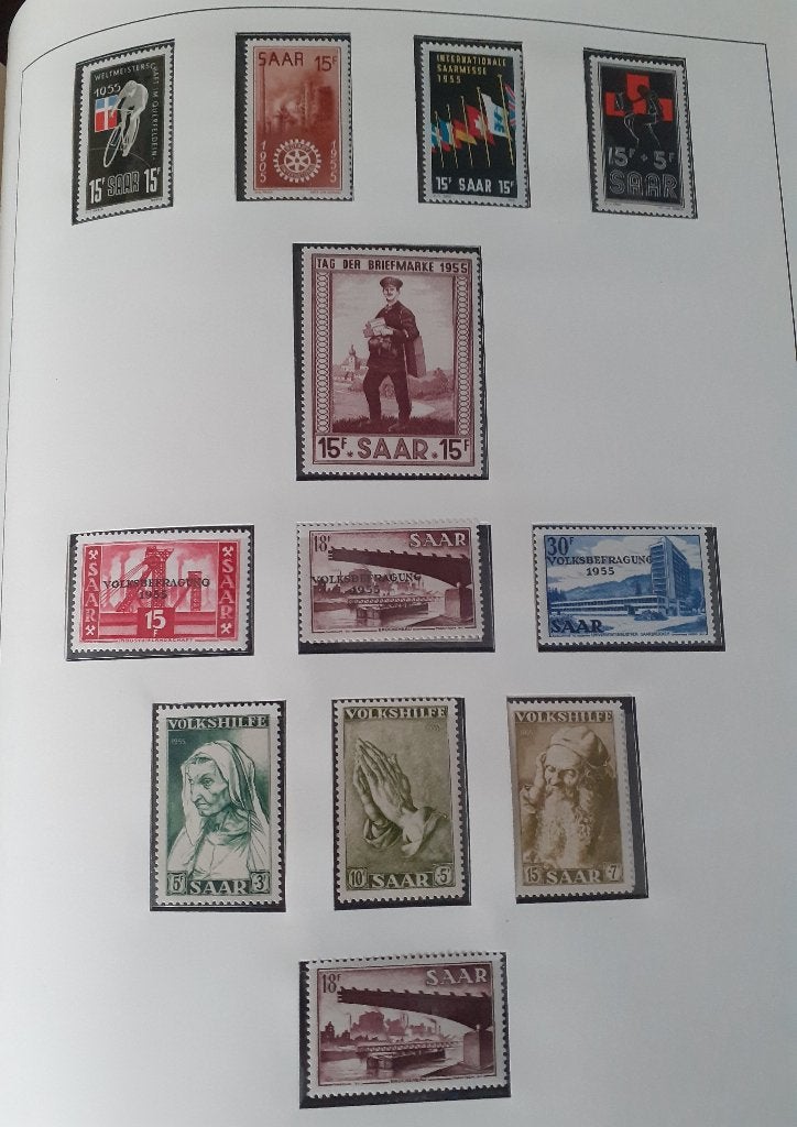 Saar(land), jaargang 1955, pf, bieden vanaf € 3,50, Verzenden, Overige periodes, Postfris