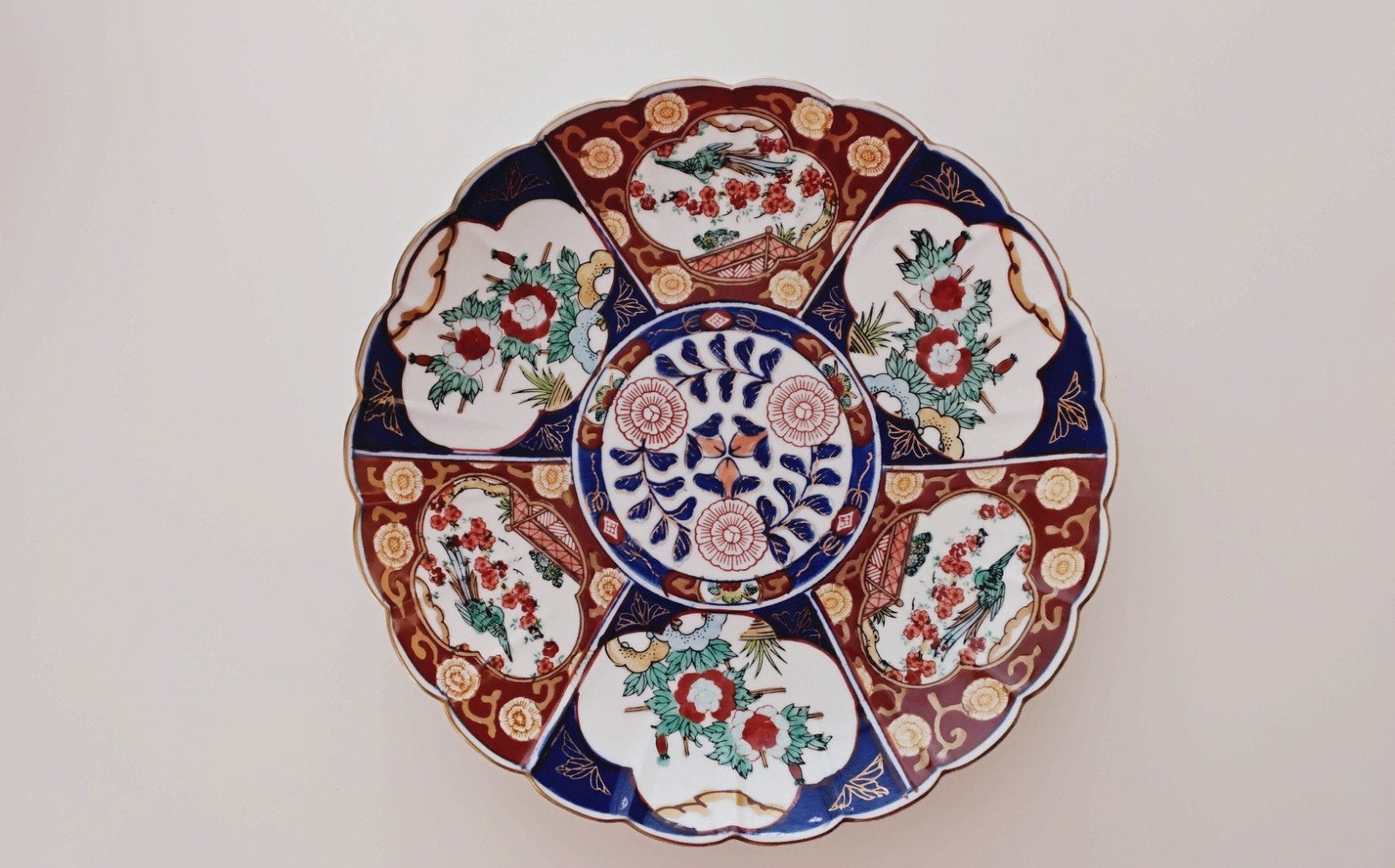 Antiek Japans Handbeschilderd Gold Imari Sierbord, Ophalen of Verzenden