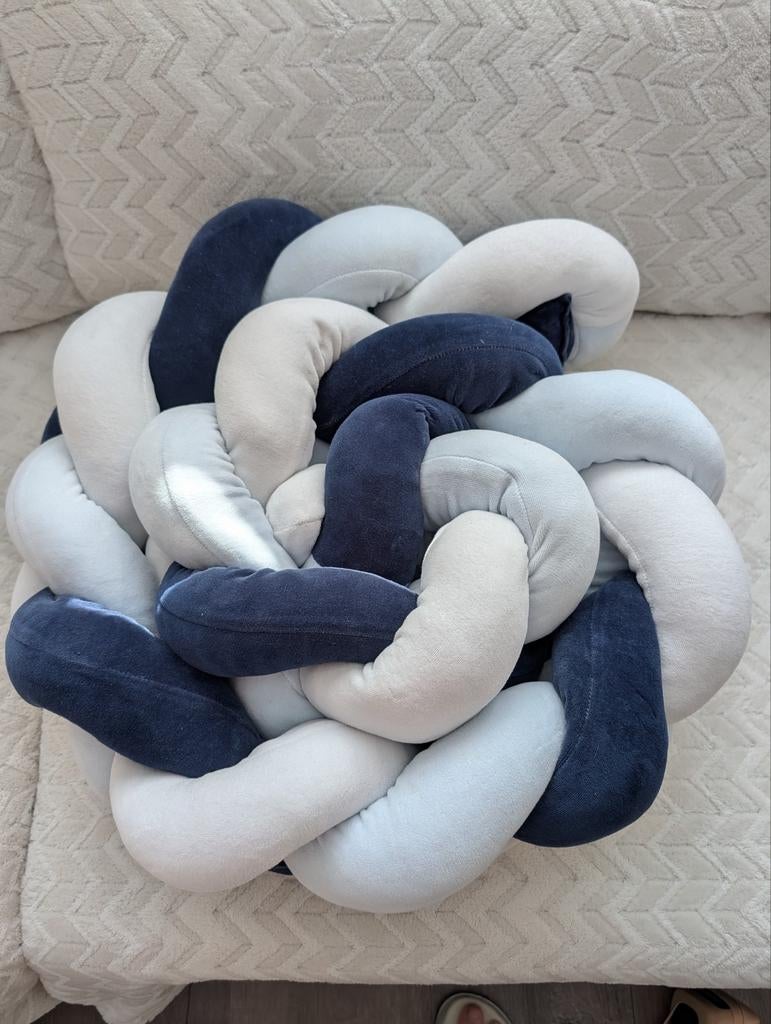 Gevlochten Stootrand / Kussen - Blauw/Wit, Ophalen, Nieuw