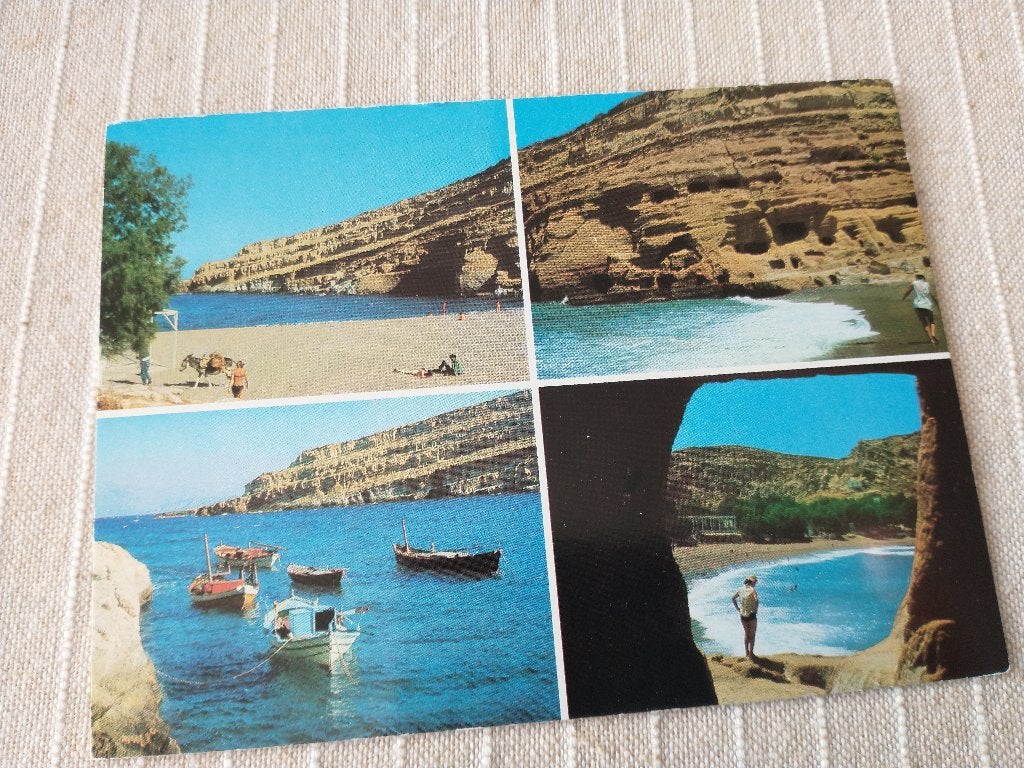 Kreta - Matala, 4 afbeeldingen, Ophalen of Verzenden, 1960 tot 1980, Ongelopen, Overig Europa