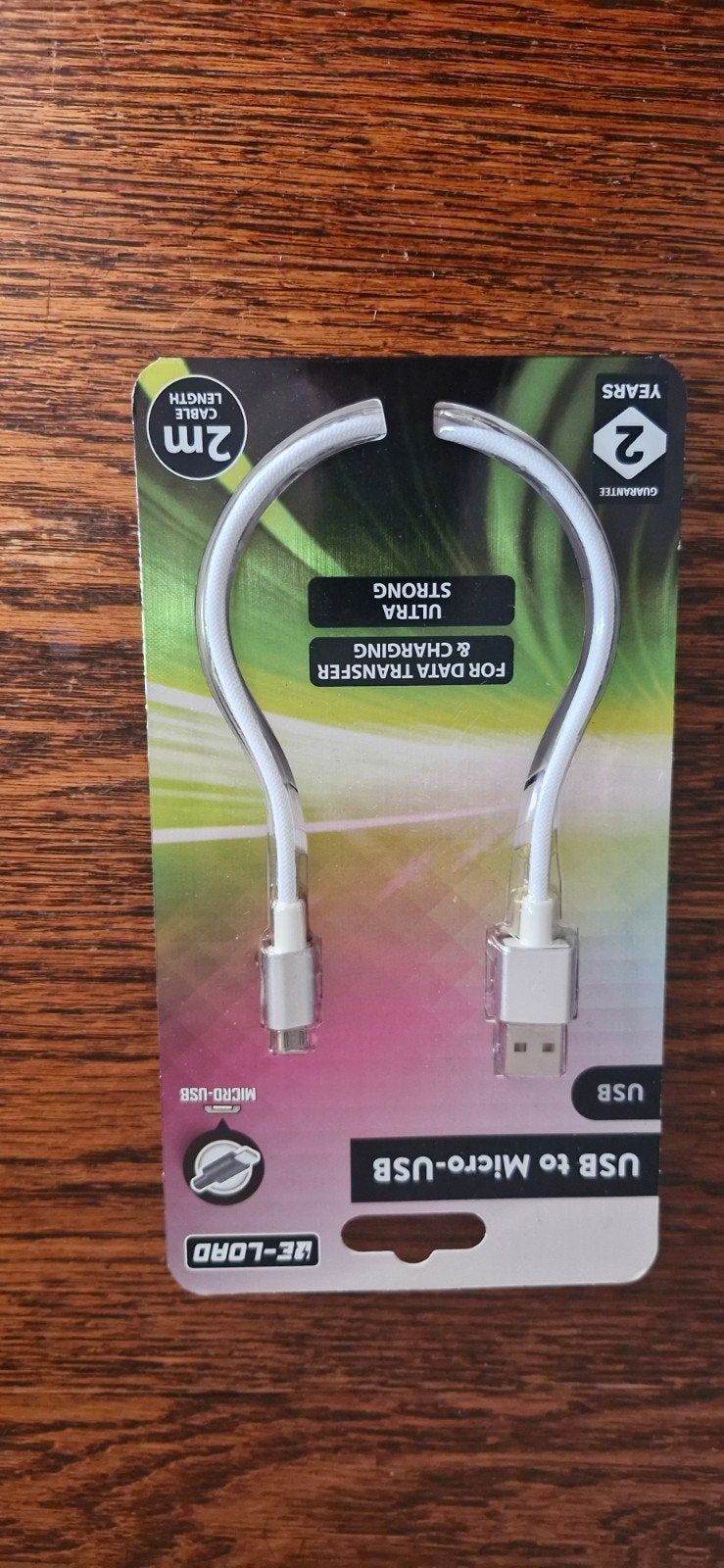 USB naar Micro-USB kabel - 2 meter - Opladen en data, Computers en Software, Ophalen of Verzenden, Nieuw