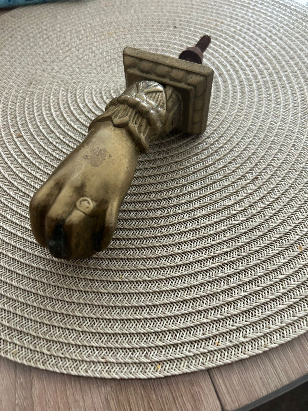 Antieke bronzen hand deurklopper, Doe-het-zelf en Verbouw, Deuren en Horren, Ophalen of Verzenden