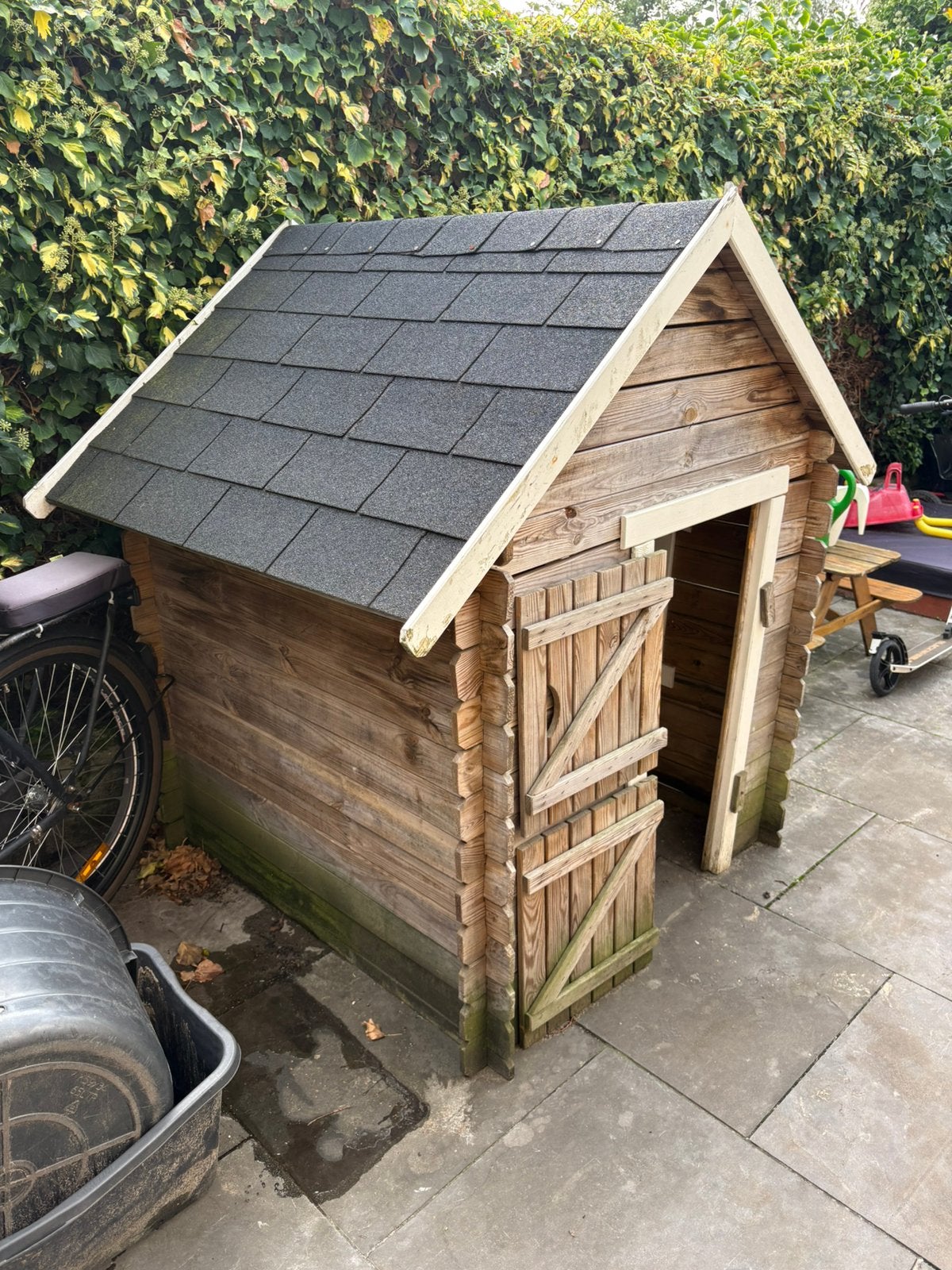 Speelhuisje voor in de tuin 115cmx115cm, Ophalen, Gebruikt, Hout