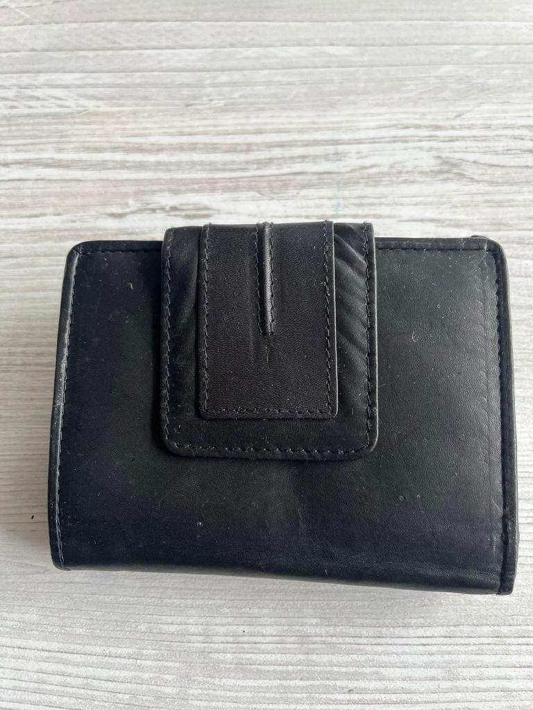 Leren heren portemonnee 12x9, Ophalen of Verzenden, Zo goed als nieuw, Zwart
