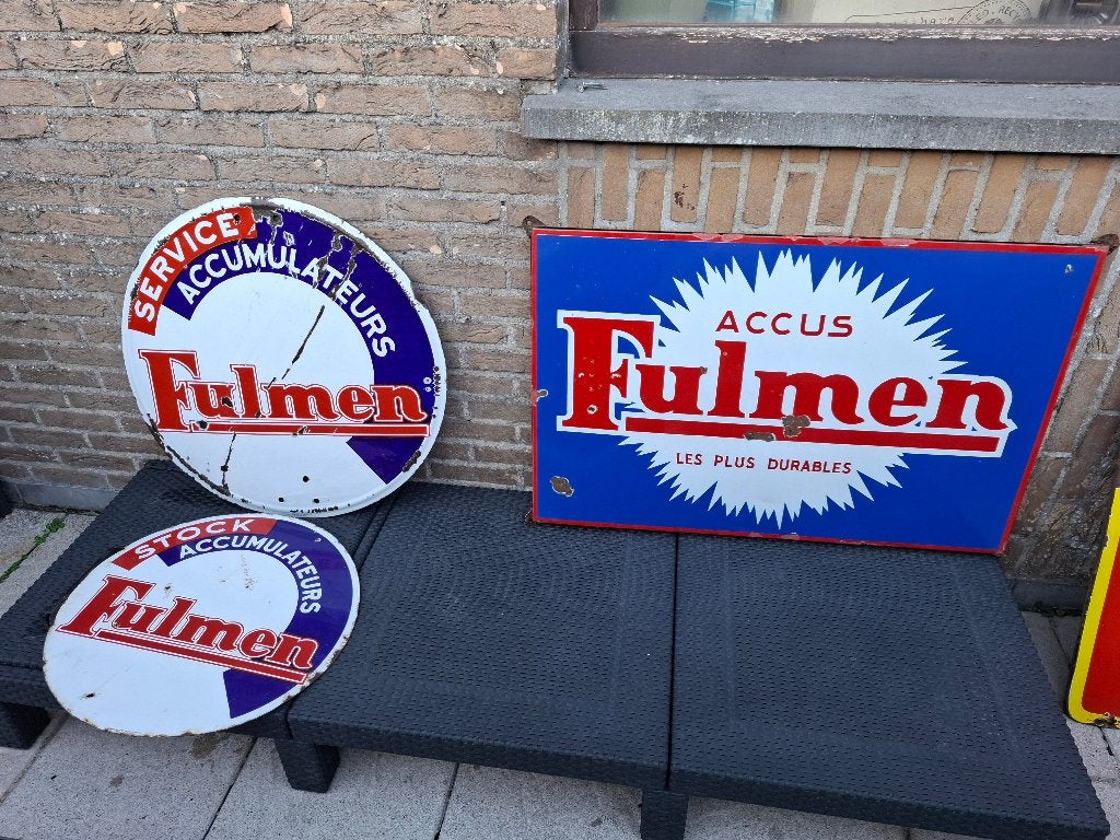 Collectie emailleborden Fulmen (4 stuks!), Ophalen of Verzenden, Zo goed als nieuw, Reclamebord