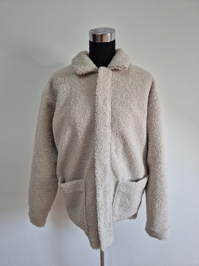 Jas61 - Beige Zara winterjas maat S-M (1), Ophalen of Verzenden, Zo goed als nieuw, Maat 38/40 (M), Beige