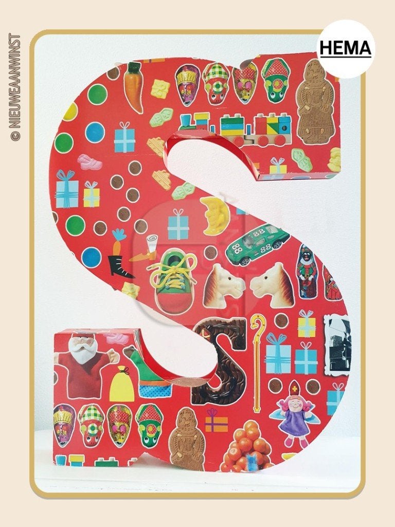 Nostalgische XL HEMA decoratieletter ‘S’ - karton -rood-75cm, Verzenden, Nieuw