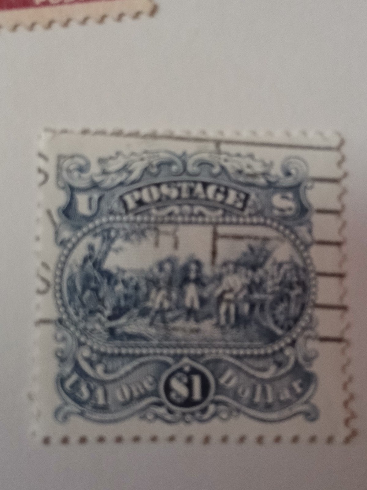 Zeldzame Amerikaanse postzegel $1, blauw, met afbeelding, Postzegels en Munten, Ophalen of Verzenden