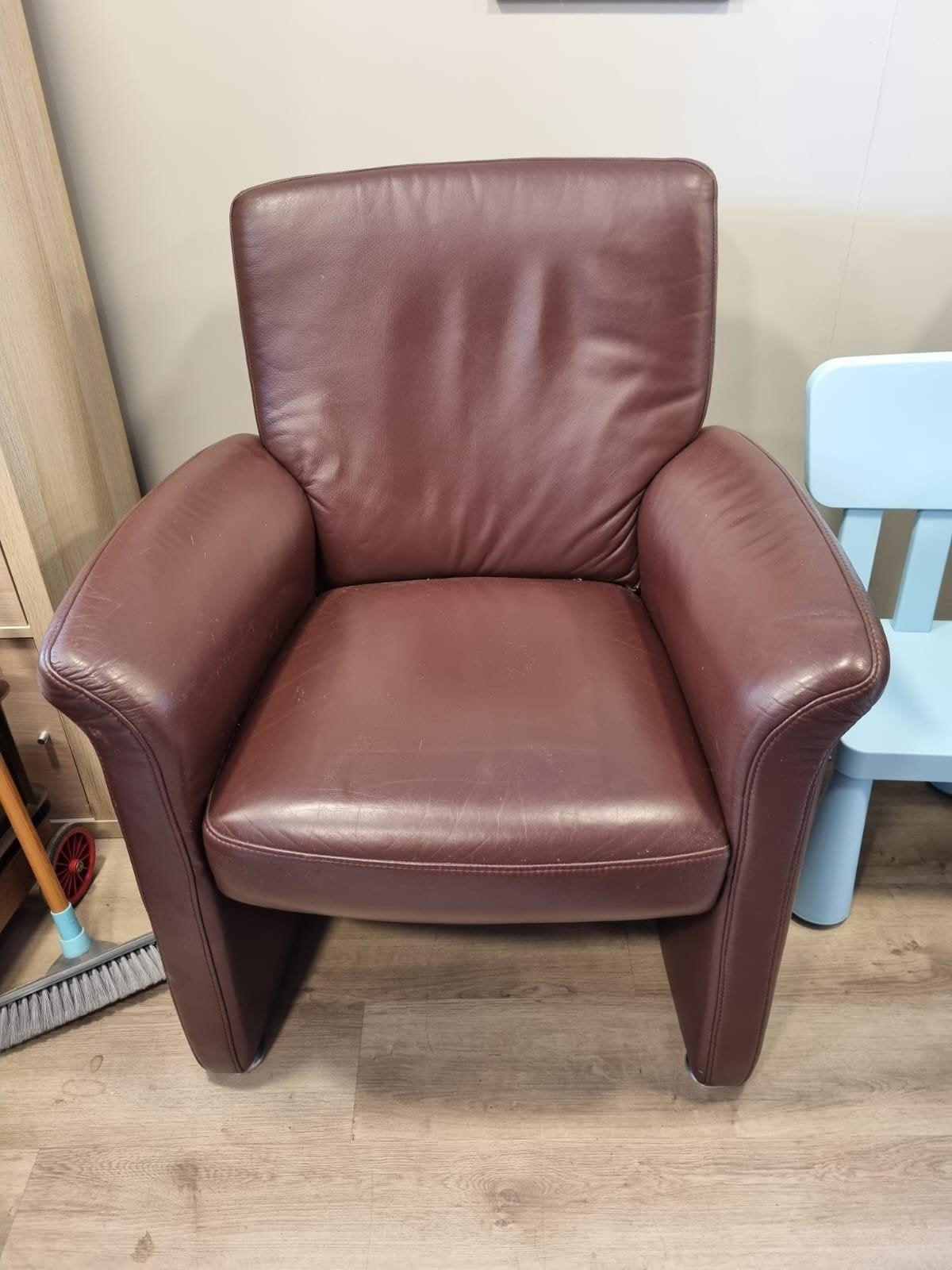 Leren fauteuil - Bruin, Huis en Inrichting, Fauteuils, Gebruikt, Ophalen of Verzenden, 75 tot 100 cm, Modern