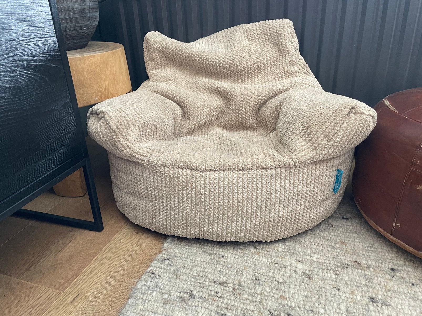 Lounge Pug Kids l Beige ribstof l Fauteuil Kind l Stoeltje, Ophalen of Verzenden, Zo goed als nieuw, Beige, Zitzakstoel