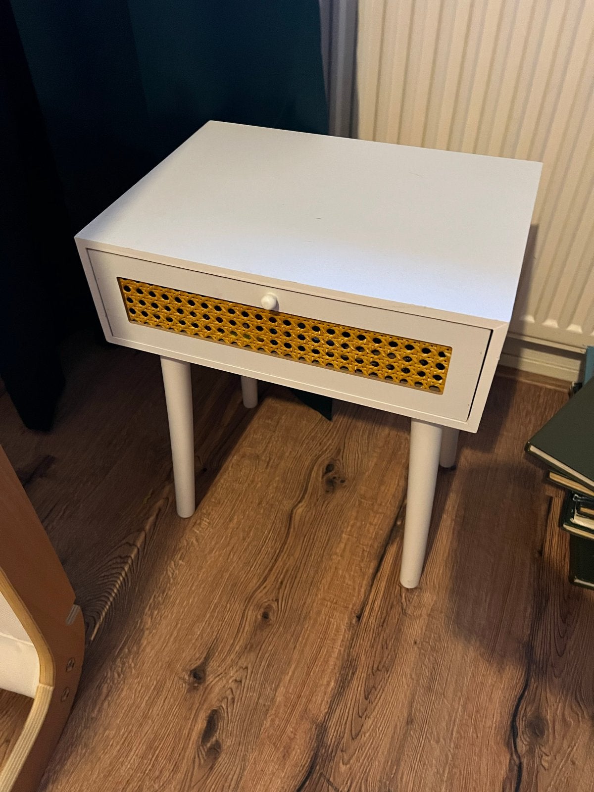 Stijlvol Hout/Rotan Nachtkastje met Lade, Ophalen, Minder dan 45 cm, 55 tot 70 cm, Zo goed als nieuw