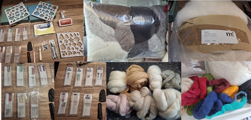 Groot pakket naaldvilt-materialen., Hobby en Vrije tijd, Vilt, Ophalen, Nieuw, Overige typen, Wolvilt