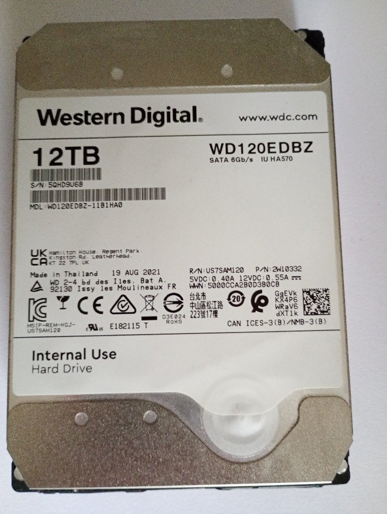 12TB WD HDD in prima staat, Computers en Software, Ophalen, Intern, Gebruikt, 12TB