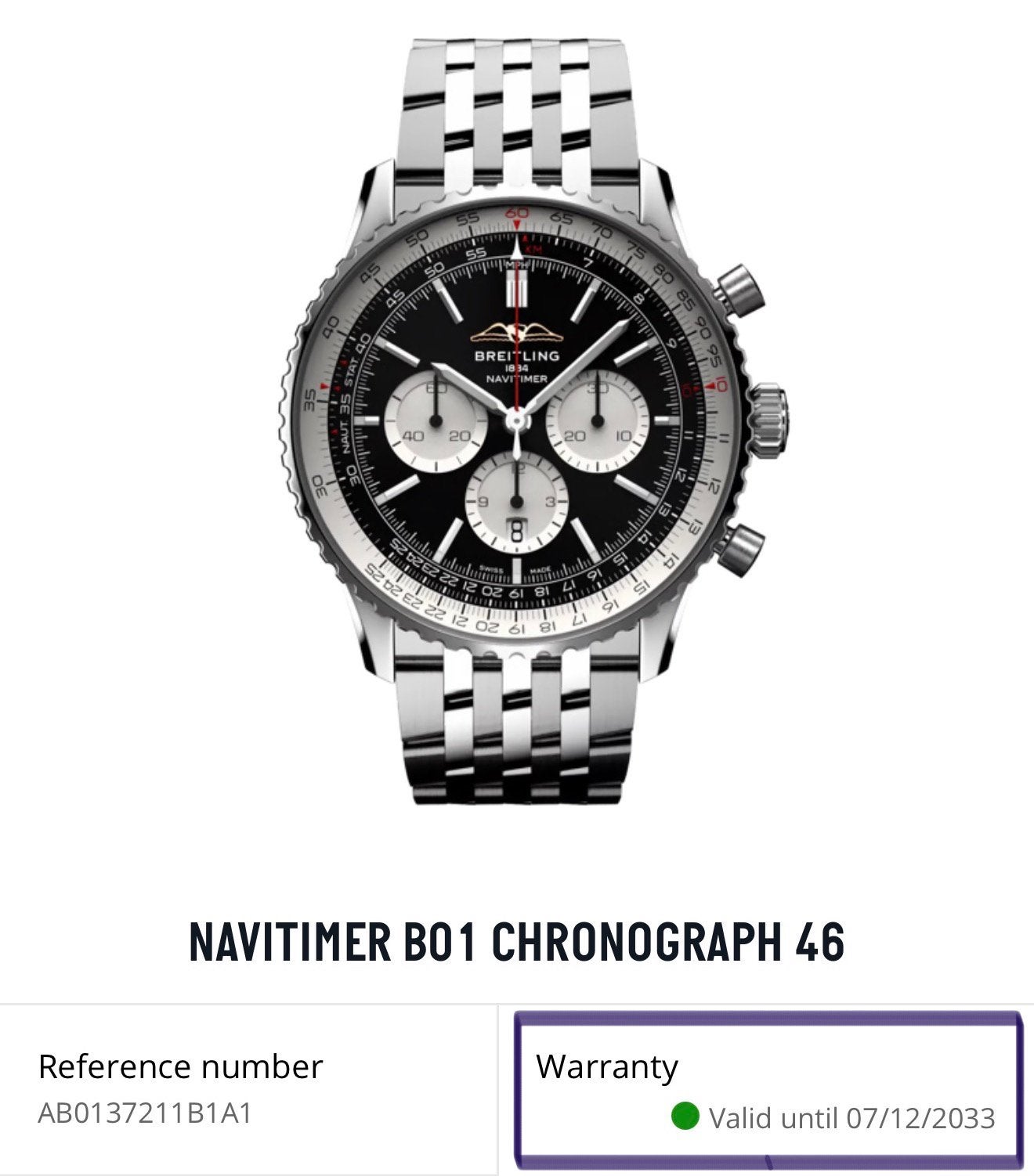 Foto 5 van Nieuwe Breitling Navitimer B01 zwarte dial