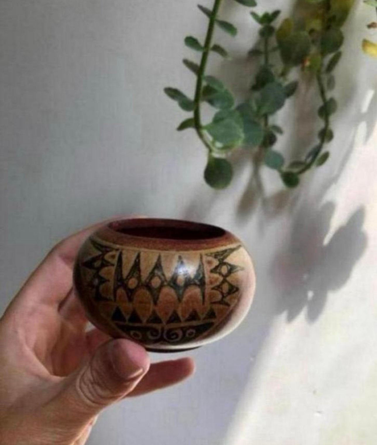 Houten bakje met tekeningen van indianen, klein formaat, Antiek en Kunst, Ophalen of Verzenden
