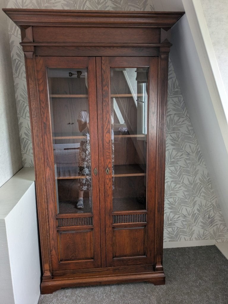 Kast / boekenkast eiken, kersen gekleurd, Ophalen, Kersenhout, Gebruikt, 100 tot 150 cm