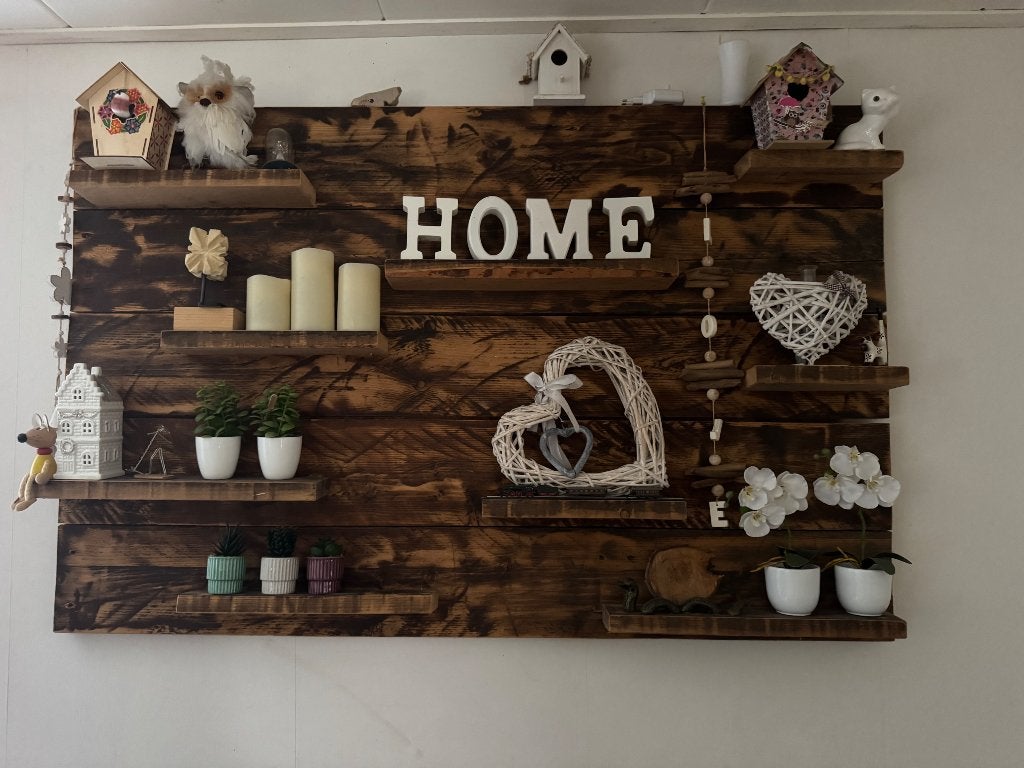 Wandbord gebrand steigerhout, Huis en Inrichting, Ophalen, Hout, Zo goed als nieuw, Bruin