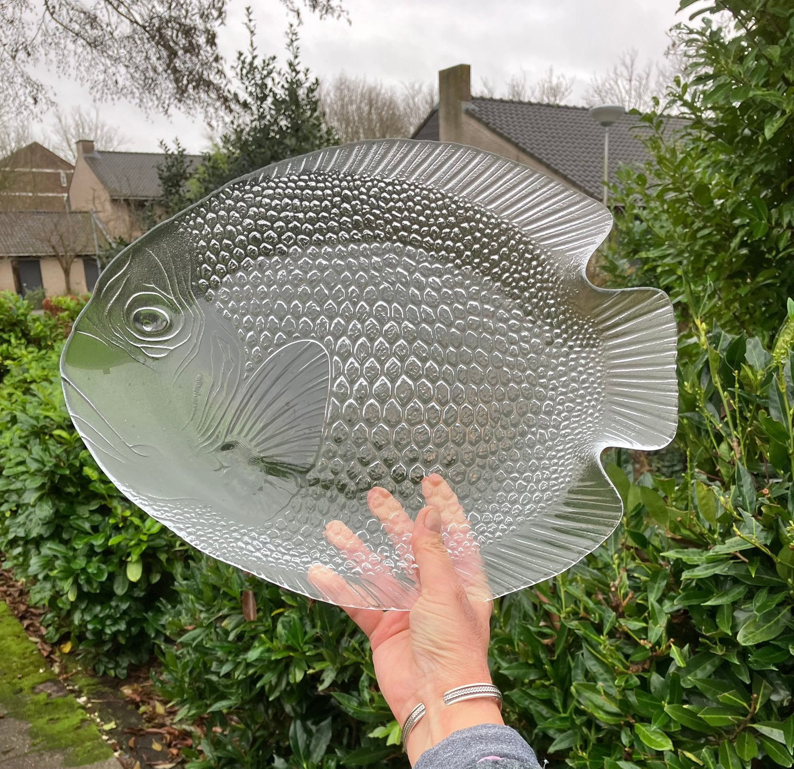 Glazen serveerschaal GROOT in de vorm van een vis 🐠, Ophalen of Verzenden
